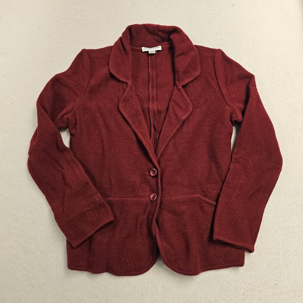 Pendleton Petite Burgundy Lambs Wool Knit Blazer Jacket Red PM 70Z649